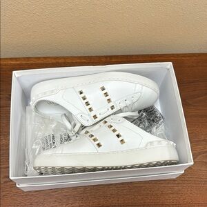 Valentino White Sneakers with Gold Accents